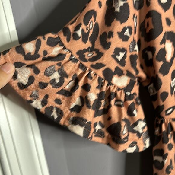ASOS Brown and Black Leopard Short Sleeve High Waisted Peplum Top Size 6 - Picture 4 of 9